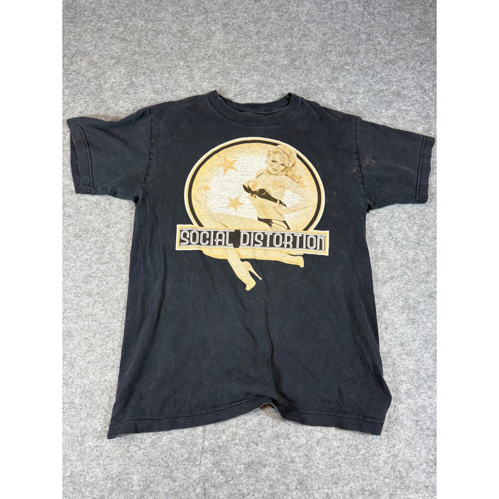 Vintage 90s Social Distortion T Shirt Mens Small Black Graphic Streetwear Casual
